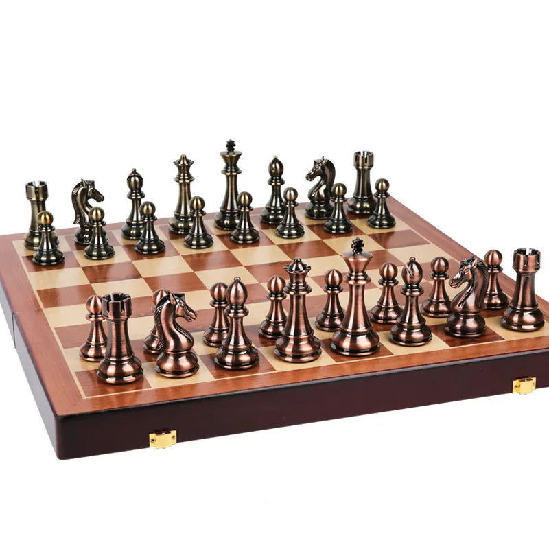 Factory Price 52CM Big Chess Games Sets 11CM King Metal Glossy Pieces Set High-end Luxury Professional Wooden Board Games