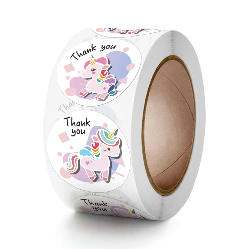 1 Inch Thank You Stickers Round 500pcs Labels Per Roll Cute Sticker for Party Gift Packaging