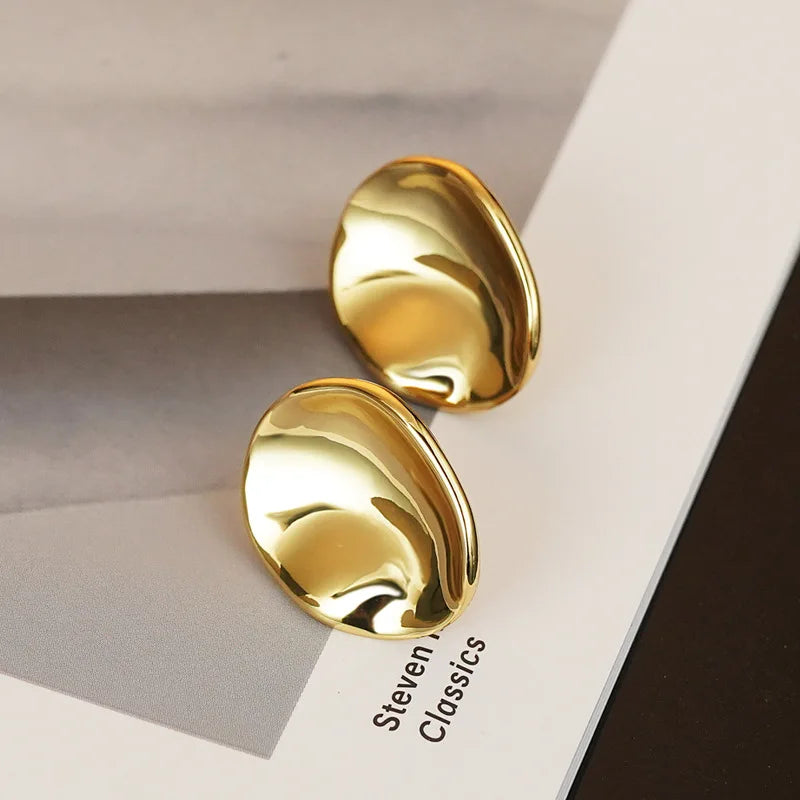 Tongxin New French 18K Gold Copper Round Geometric Earrings Women Gifts for Mommy
