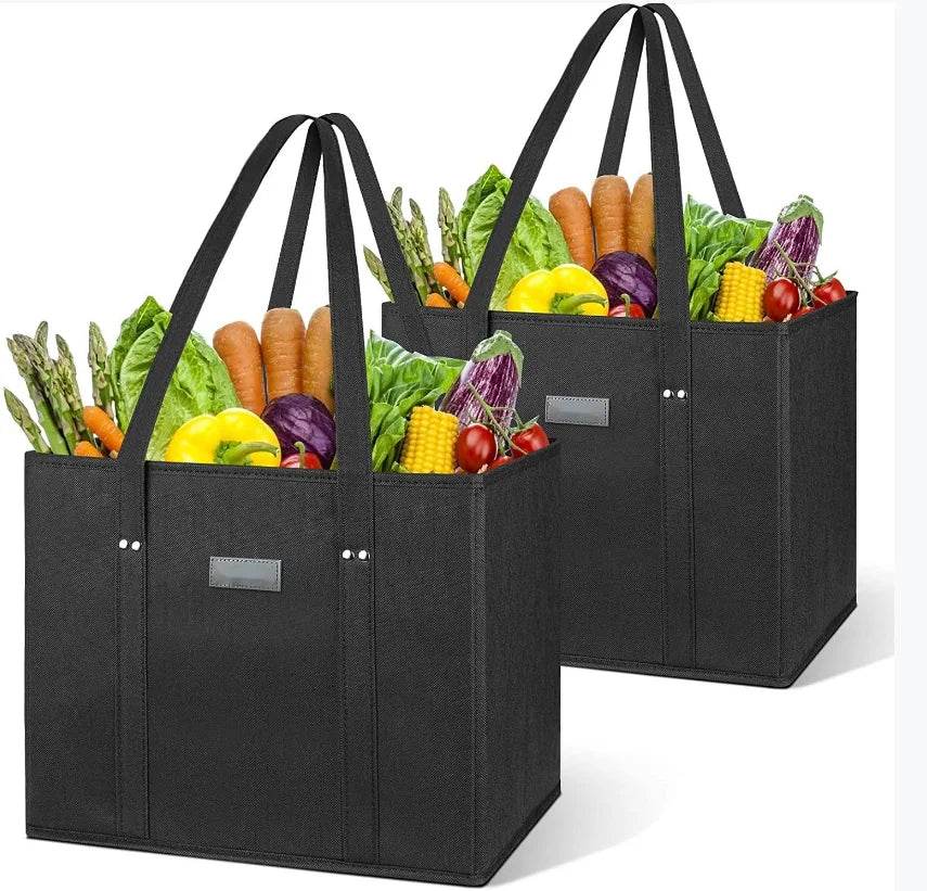 Tough Premium Quality Water-Resistant Shopping Bag Heavy Load Grocery Shopping Container with Reinforced Rivets for Picnics