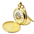BOSHIYA  Cthulhu Mythos Octopus 47MM Hand Winding Bronze Gold Mechanical Crusu Men Cartoon Animation Pocket Watch and Chain