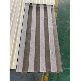 PVC Indoor Wpc Fluted Wall Panel Marble Design Interior Decorative Board Fluted 3d Cladding Slat Pvc Marble Wpc
