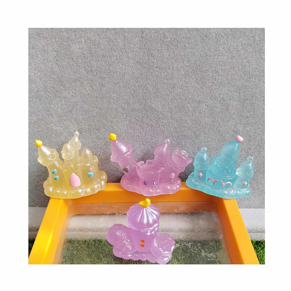 Glow in Dark 3D Castles Fluorescent Miniature Resin Charms Fairy Garden Ornament Luminous Castle Terrariums Figurines Home DIY