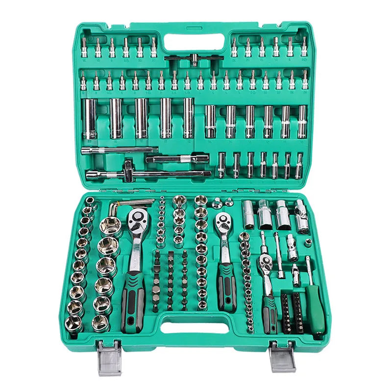Set of 172pcs Professional Auto Repair Combination Tool Kits Cr-V Box Spanner Socket Wrench Screwdriver Bits for Cars&Bicycles