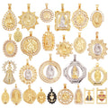 Religious Stye Jesus Virgin Mary Charm Geometry PendantHoly 18K Gold Inlaid Cubic Zirconia Jewelry Necklace Accessories M14