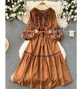 New Embroidery Embroidery Floral Long Sleeve Ethnic Dress Women National Dresses Vestidos Clothes