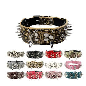 Luxury Classic Fashion Dog Collar Wolf Tooth Spike PU Eco-Friendly Anti-bite Quick Release Reflective Personalized Medium Large