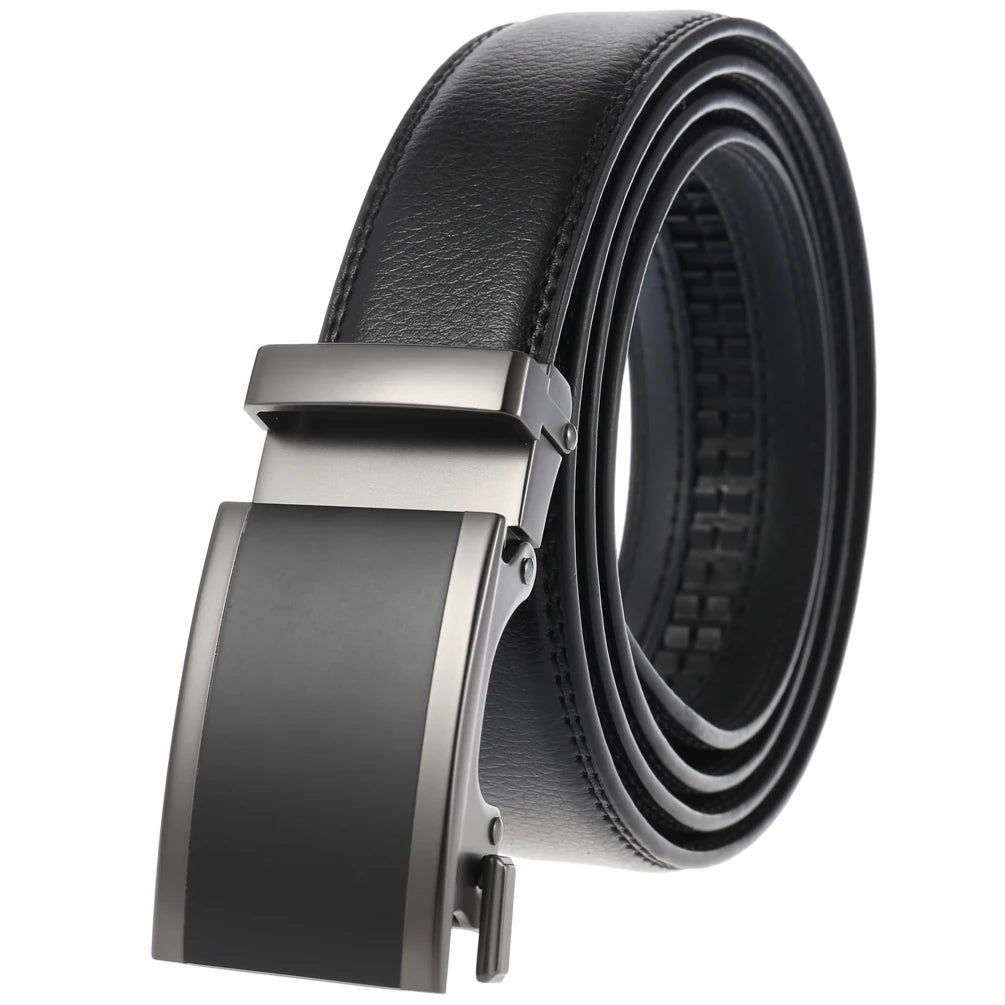 LY33-22055-1 Wholesale Custom Logo Men's Genuine Leather Belt Men`s Unique Automatic Buckle Belt Mens Casual Leather Belts