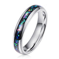 Ready to Ship 4mm Women Tungsten Engagement Wedding Band Gift Tungsten Ring Girls Opal Galaxy Tungsten Rings Silver