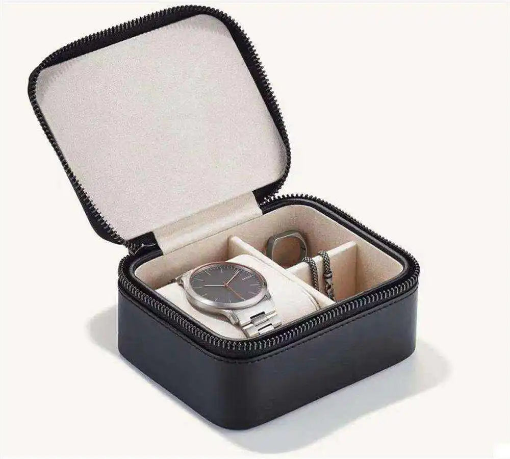 Custom Logo High End Christmas Gifts Portable Pu Leather Jewelry Storage Box Waterproof Watch Travel Box