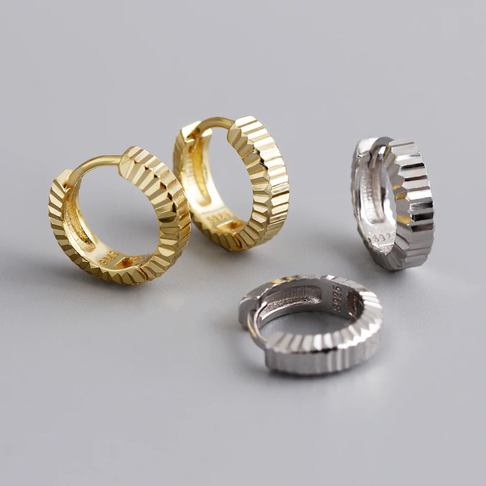 Fashion Jewelry 925 Silver Earrings Jewelry 18K Gold Plated Chunky Chic Plain Sterling Silver Hoop Earrings for Women