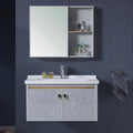 Luxury Aluminum Bathroom Cabinet with Wall-hung Sink and Mirror Vanity Hotel Use Drainer Included