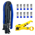 Adjustable F Head Compression Crimping Pliers Set TV Coax Wire Crimper RF Coaxial Cable Stripper Tool Kits for RG59 RG6
