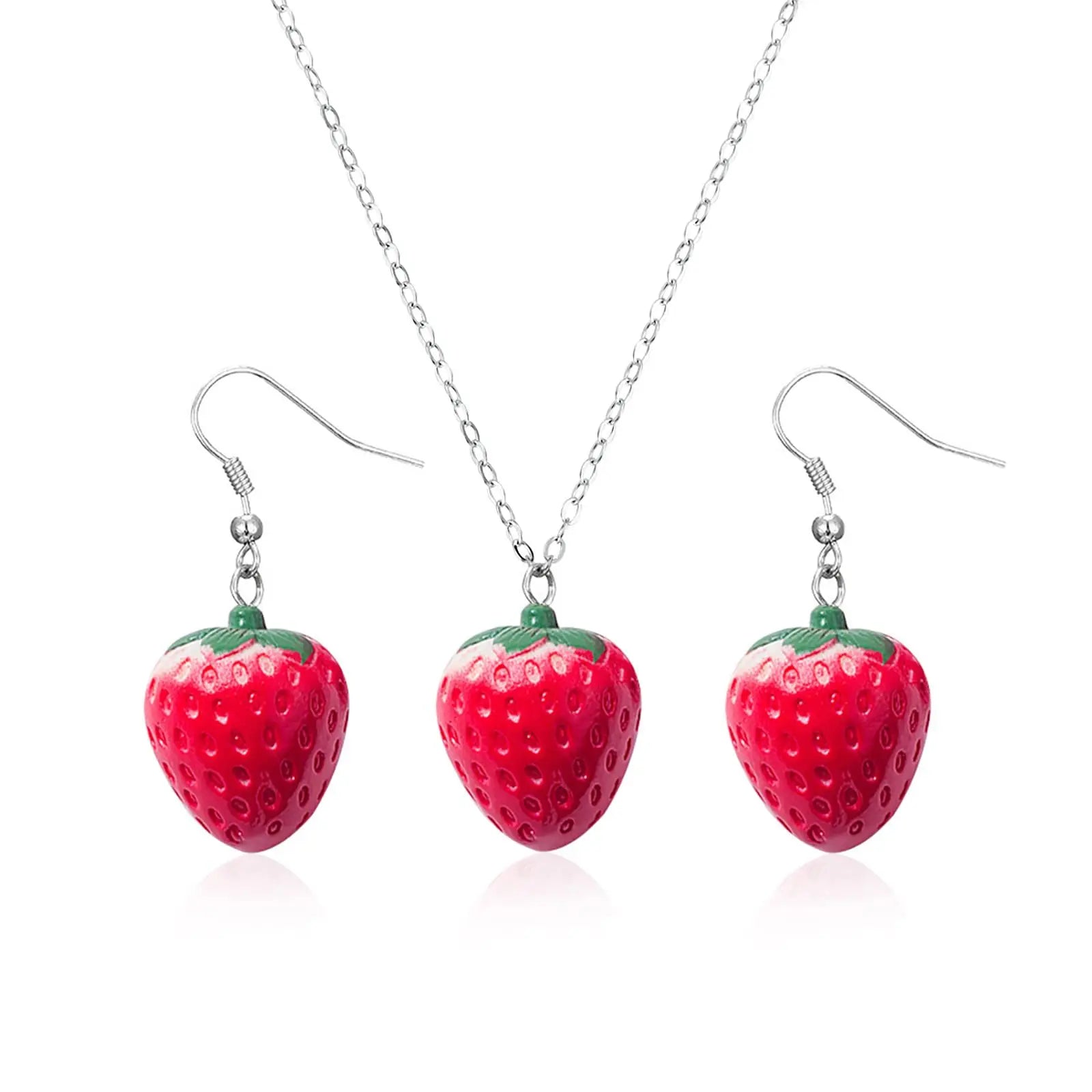 Creative Simulation Mushroom Dangle Earrings 3d Fruit Resin Earrings Cute Red Strawberry Earrings for Women Girls