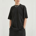 Men's Summer Oversized Short Sleeve Drop Shoulder T-Shirt 100% Cotton High Quality Blank Knitted Solid Eco-Friendly Streetwear