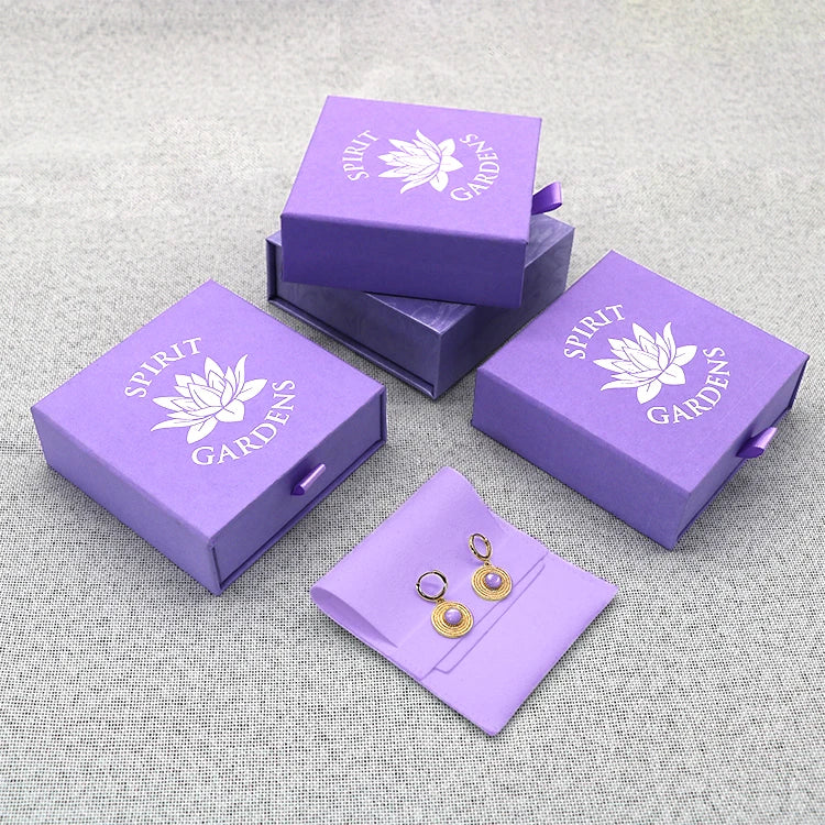 Purple Necklace Jewellery Jewelry Drawer Packaging Box Set Ring Pendant Purple Jewelry Gift Box
