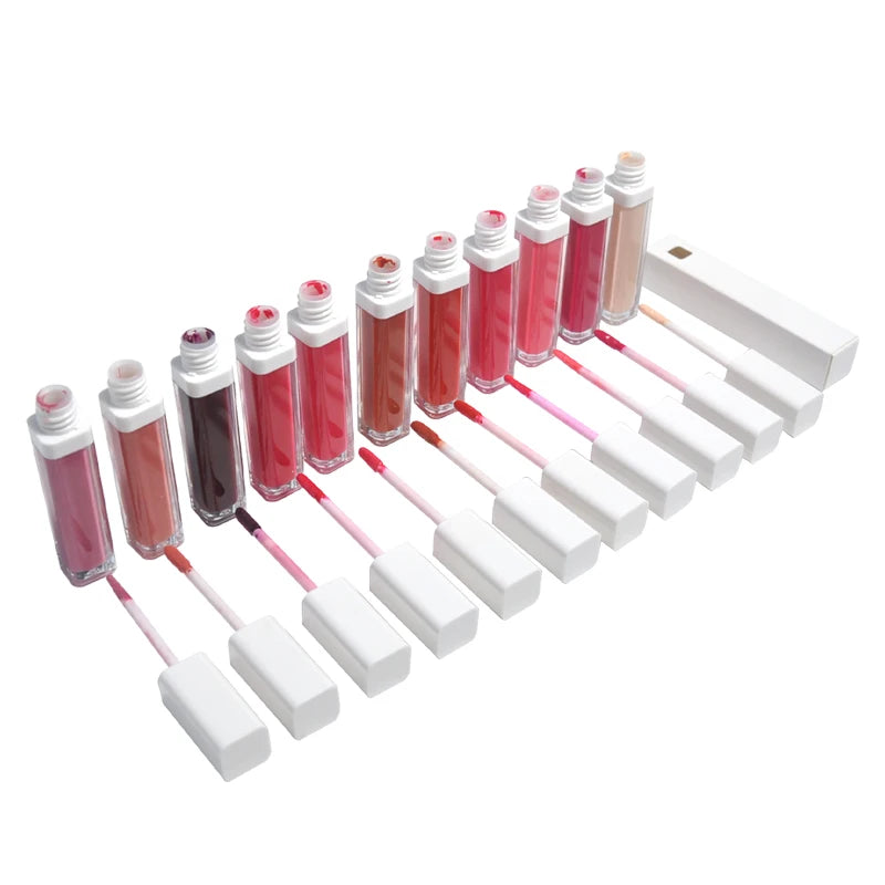 Custom Your Brand 73 Color Lipgloss With White Tube Label Waterproof Hydrating Lip Gloss
