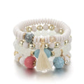 Hot Sale New Fashion Beaded Bracelet Tassel Acrylic Glass Colorful Boho Braided Bracelets Jewelry Wholesale