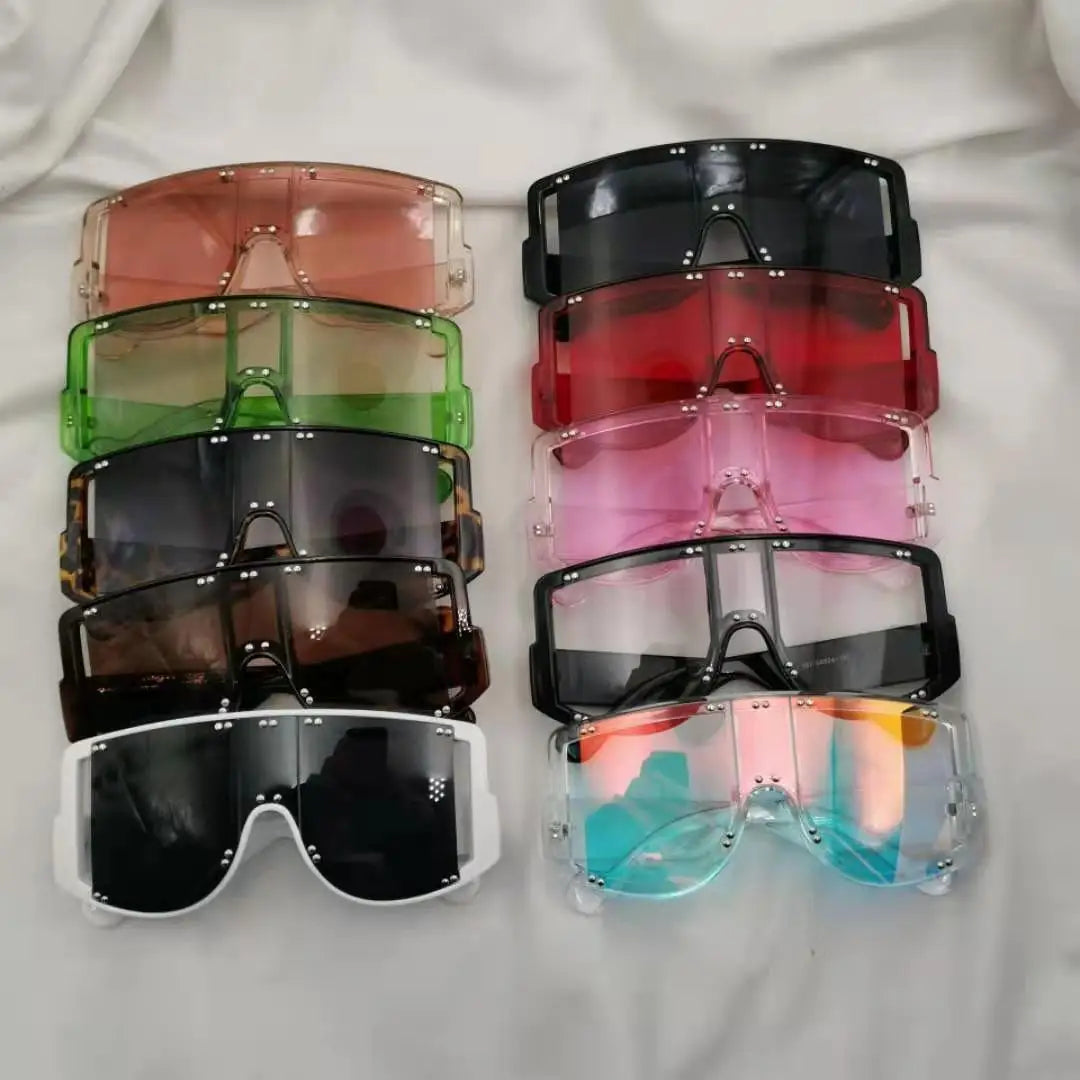 Fast Delivery Fashion Custom Vintage Oversized One Piece Lens Women Female Square Sun Glasses