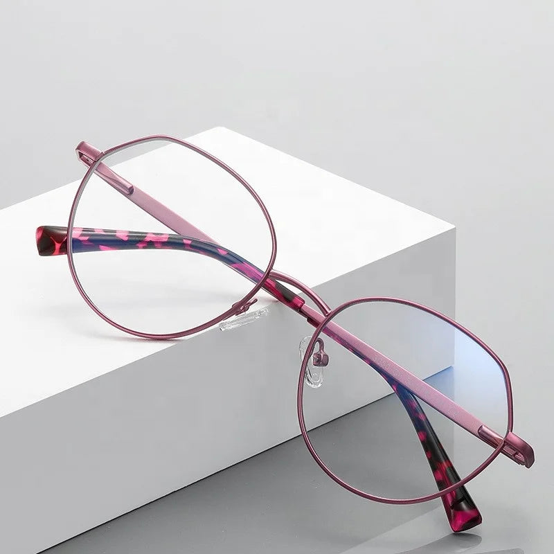 Jiuling Eyewear Adult Custom clear Myopia Lens Glasses Round Metal Frame Anti Blue Ray Optical Eyeglasses Frames Lentes De Sol