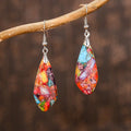 Bohemian Colorful Jasper Earrings Emperor Stone Water Drop Pendant Earrings Natural Raw Gemstone Healing Boho Earrings for Women