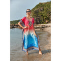 Unique  Ethnic Style Red and Blue Gradient Quick Drying Long Skirt Plus Size Kaftan
