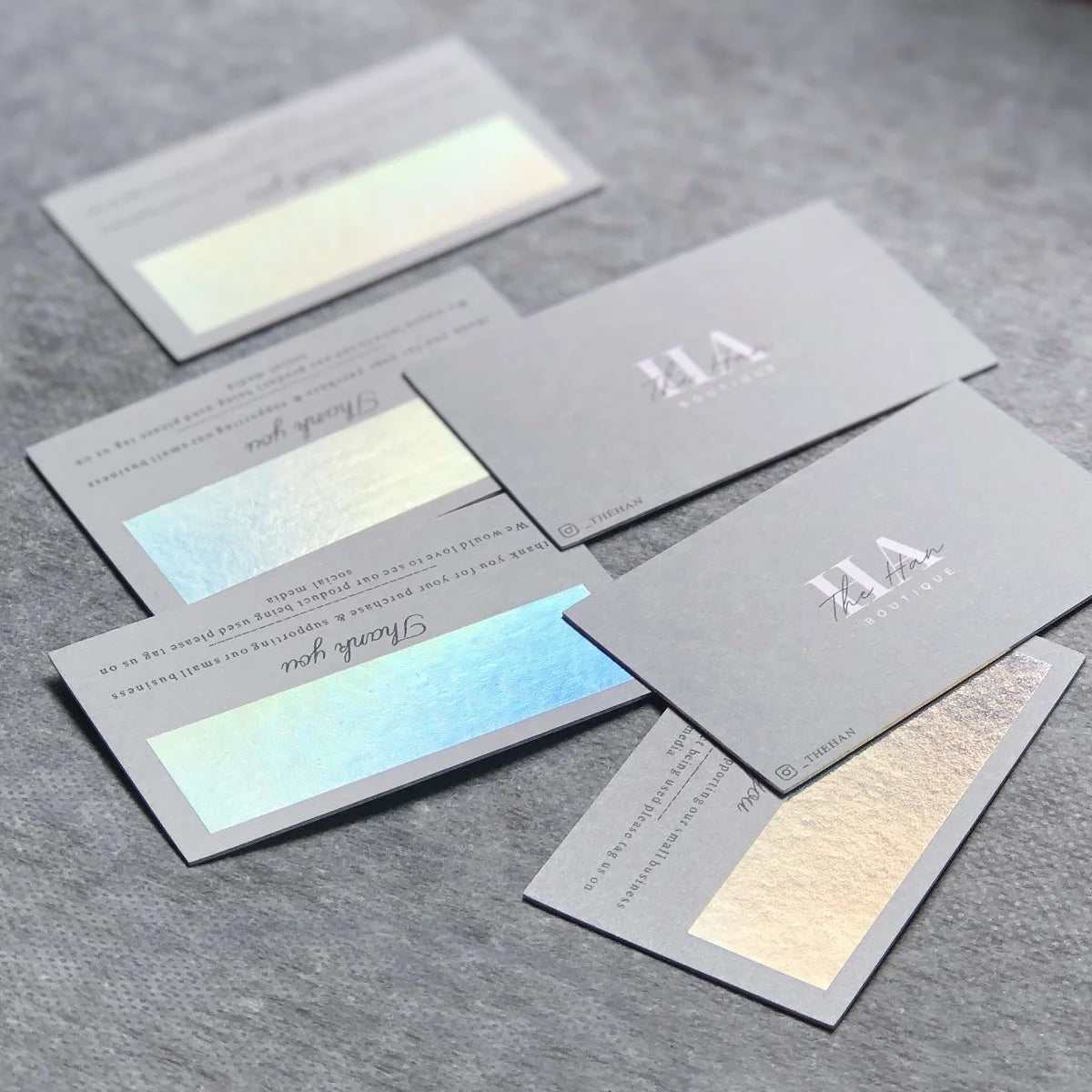 Wholesale Luxury Customized Logo Design Laser Foil Edge Paper Business Card Printing Holography Logo Thank You Card