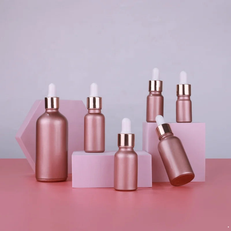 Essential Oil Packaging 5ml 10ml 15ml 20ml 30ml 50ml 100ml Cherry Powder Rose Glass Dropper Bottle