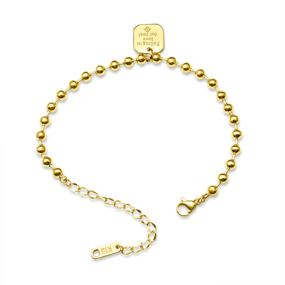 Geometric Steel Ball Bracelet Stainless Steel Bead Delicate Bracelet Femme Gold Plated Jewelry Wholesale