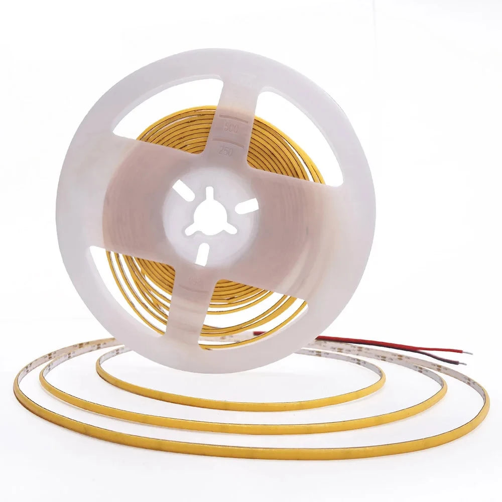 2.7mm Super Slim COB LED Strip Light for Car Room Decoration 12V 480LED/m Warm Cool White Flexible Linear Tape Lights Bar