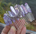 HZ Fashion Design Witch Moon HZ Natural Crystal Comb Bride Silver Thread Light Purple Comb Brides Hair Combs