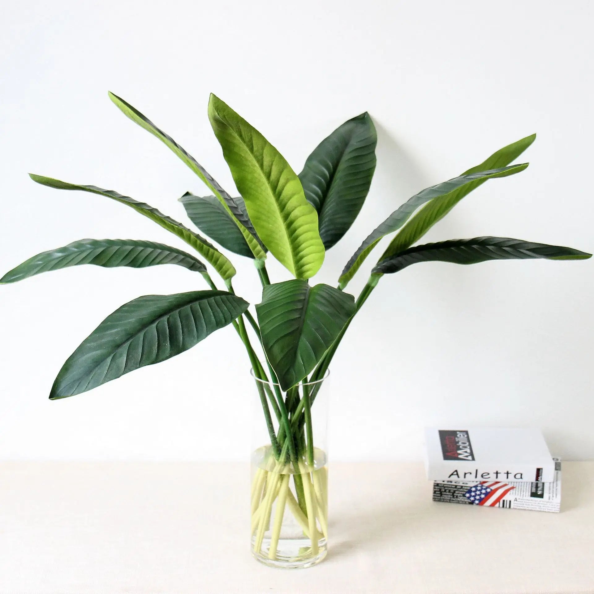 YH029 Strelitzia Bird of Paradise PU Artificial Green Leaves for Decorations Artificial Plant Leaves Fake Leaves