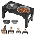 Custom Design Double Feeder Combination Elevated Pet Bowls Food Grade Dog Bowls with 2 Stainless Steel Dog Food Bowls