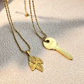DAIHE Fashion Women Jewelry Design Key Necklace 18k Gold Plated Be Brave Pendant Charm Necklace
