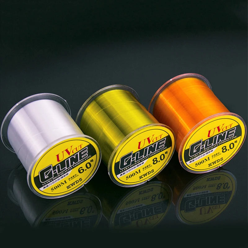 Wholesale 500M Monofilament Super Strong Durable High-density Nylon Quality Fishing Line Fluorocarbon Coating Line