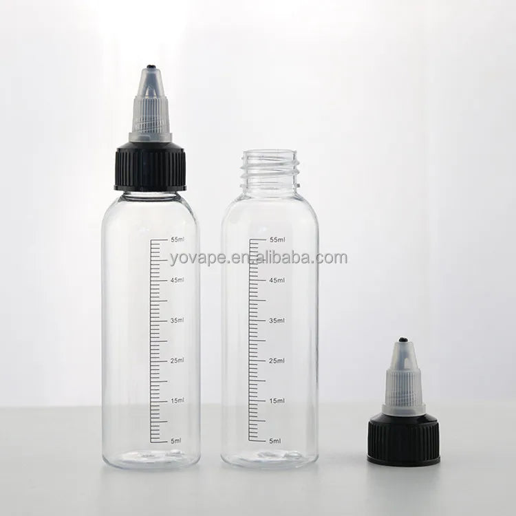 RTS in Stock Empty Refillable 30ml 30 ml 60ml 1 Oz Squeeze PET clear Glue Ink Pigment Scale Line Bottle with Twist Cap