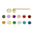 14K Gold Filled 2mm 3mm 4mm  Round Zircon Bezel Post Earring Women Jewelry Ear Stud