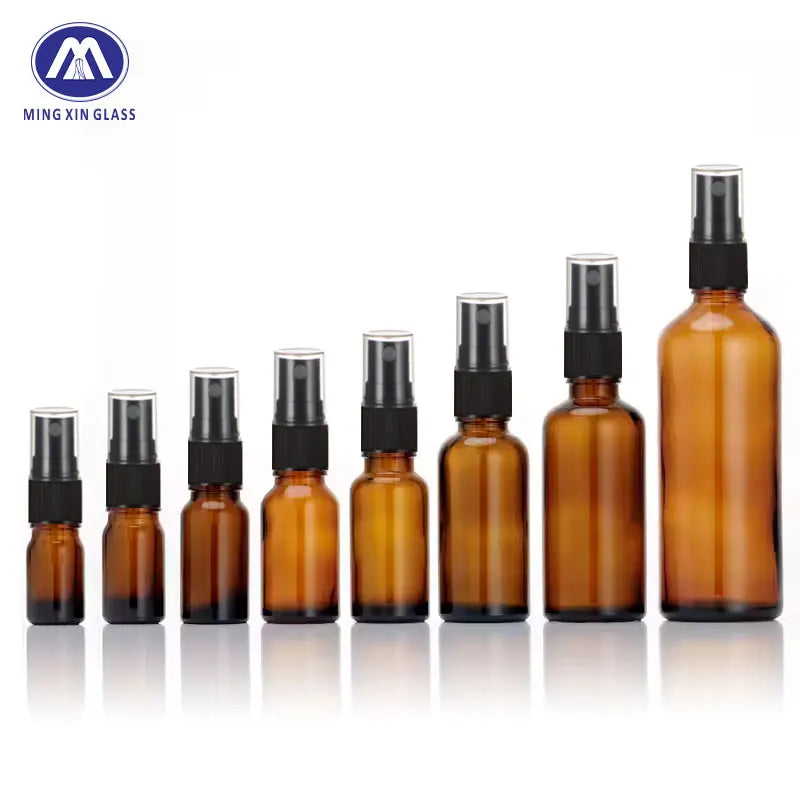 Portable 15ml Round Amber Borosilicate Glass Essential Oil Bottle Refillable Spray Bottle for Body & Hair Oil