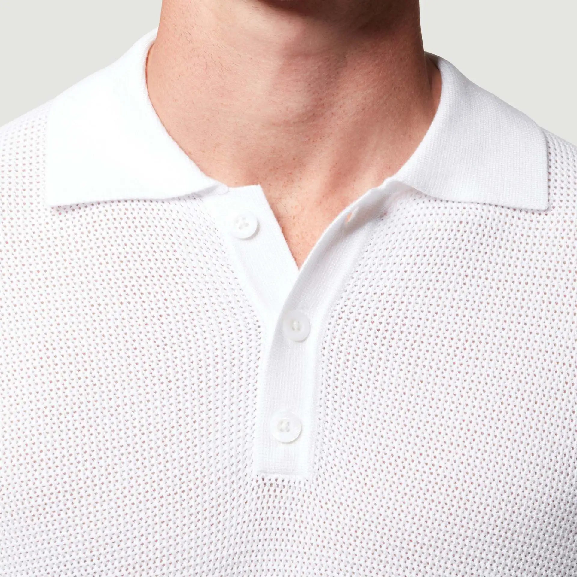 Men Short Sleeves Hollow Out Mesh Button up Jacquard Knitted Wear Polo Tshirt Custom LOGO Men Knitwear Cotton Knit T Shirt