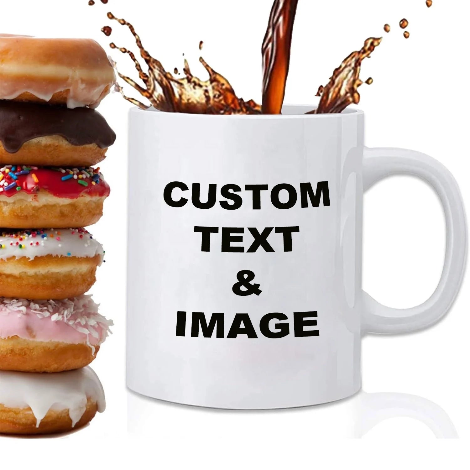 Personalized Text Upload Your Image with Different Designs 11oz Customized Photo Gift Mug Coffee Cups