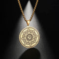 Vintage Buddhism Mandala Yoga Round Pendant OM Necklace Religious Geometry Meditation Amulet Stainless Steel Jewelry Men