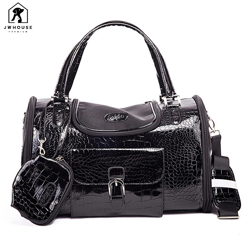 Portable Outdoor Pet Cat Dog Carrier Bag With Purse Leather Travel Small Dog Chihuahua Teddy Carrying Bag Handbag