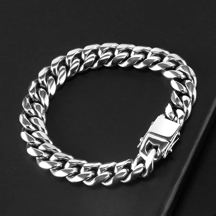 Hip Hop Personality Bracelet Men Stainless Steel Custom Cuban Chain Bracelet