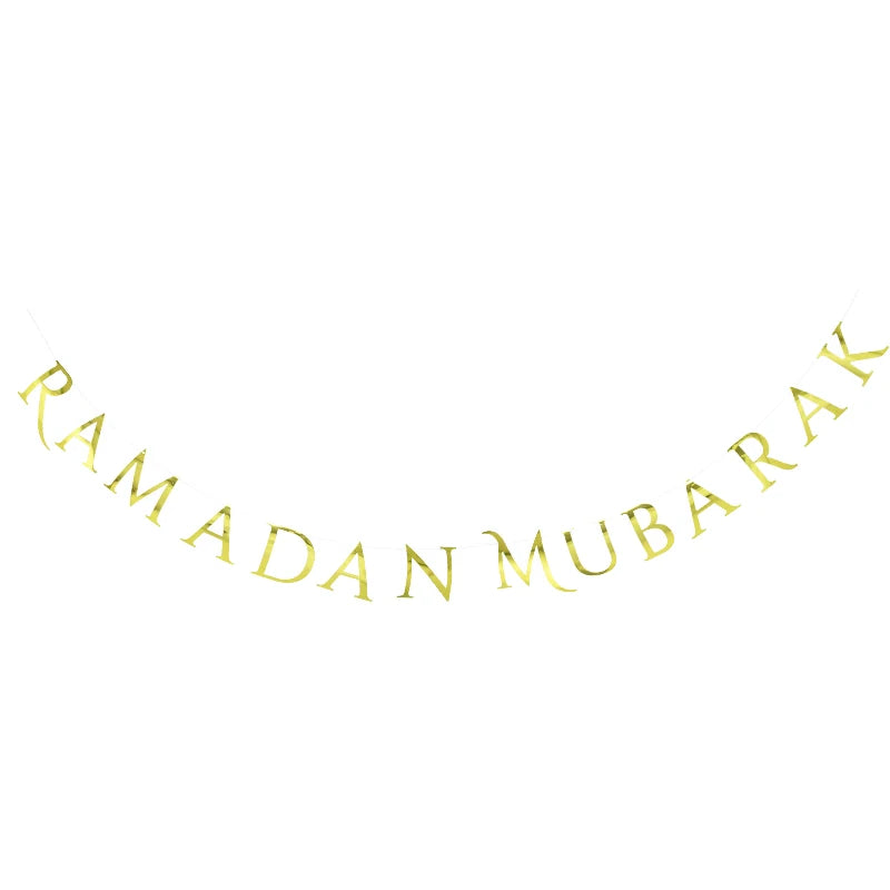 608232 Paper Arch Shape Gold Letter Garland Posters Festival Celebration Eid Mubarak Ramadan Eid Decoration Party Supplies