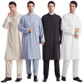 New Middle East Men Islamic Clothing Thobe Men Muslim Spot Middle East Button Round Neck Robe Set
