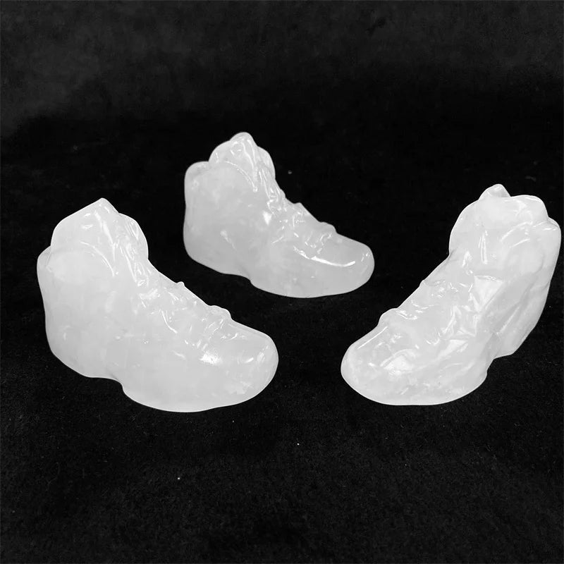 Wholesale Natural Crystal Quartz Healing Gemstone Carved Shoe Clear Quartz Shoes Carving