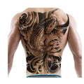 Runzio QB-3031 Waterproof Cool Large Fish Flower Man Tattoo Stickers Temporary for Back 320x480mm Lasting 3-7 Days