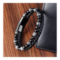 YUNSE Men's Vintage Punk Stainless Steel Wrap Jewelry Magnetic Clasp Lock Braided Bracelets with Butterfly Design for Gift