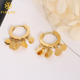 Women Fashion Jewelry Boucle D Oreille Stainless Steel Blank Discs 18K Gold Plated Huggies Hoop Small Dangle Earrings