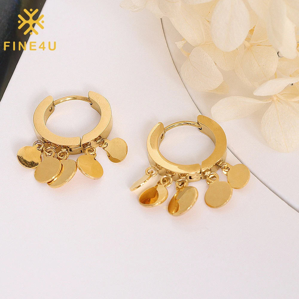 Women Fashion Jewelry Boucle D Oreille Stainless Steel Blank Discs 18K Gold Plated Huggies Hoop Small Dangle Earrings